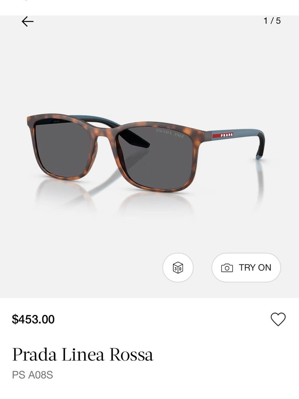 Prada Linea Rossa Men's Tortoiseshell Frame Sunglasses with Black Temples